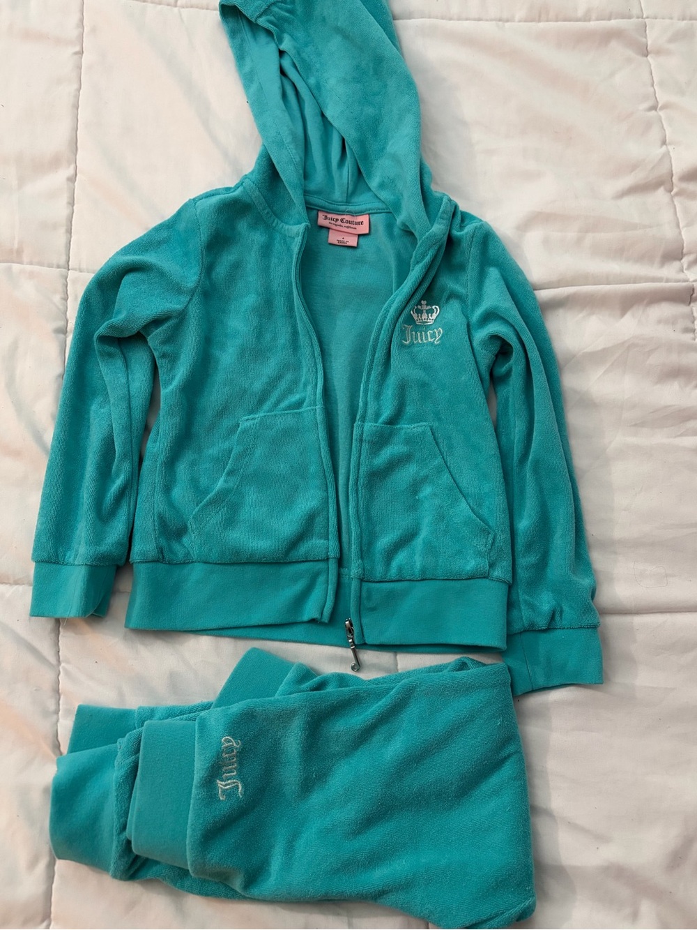 Juicy Couture Teal Girls Fleece Jogger Pants